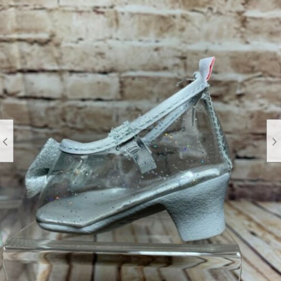 Build A Bear Workshop BABW Princess Heels Silver Clear Glitter Bow & Rhinestone - Picture 4 of 8